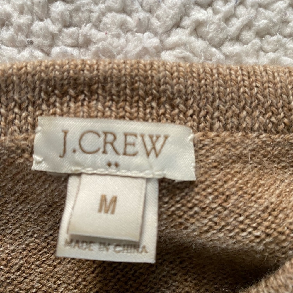 J. Crew 100% Merino Wool Faux Leather Pockets Tunic Sweater, Sz: Medium - Picture 9 of 11